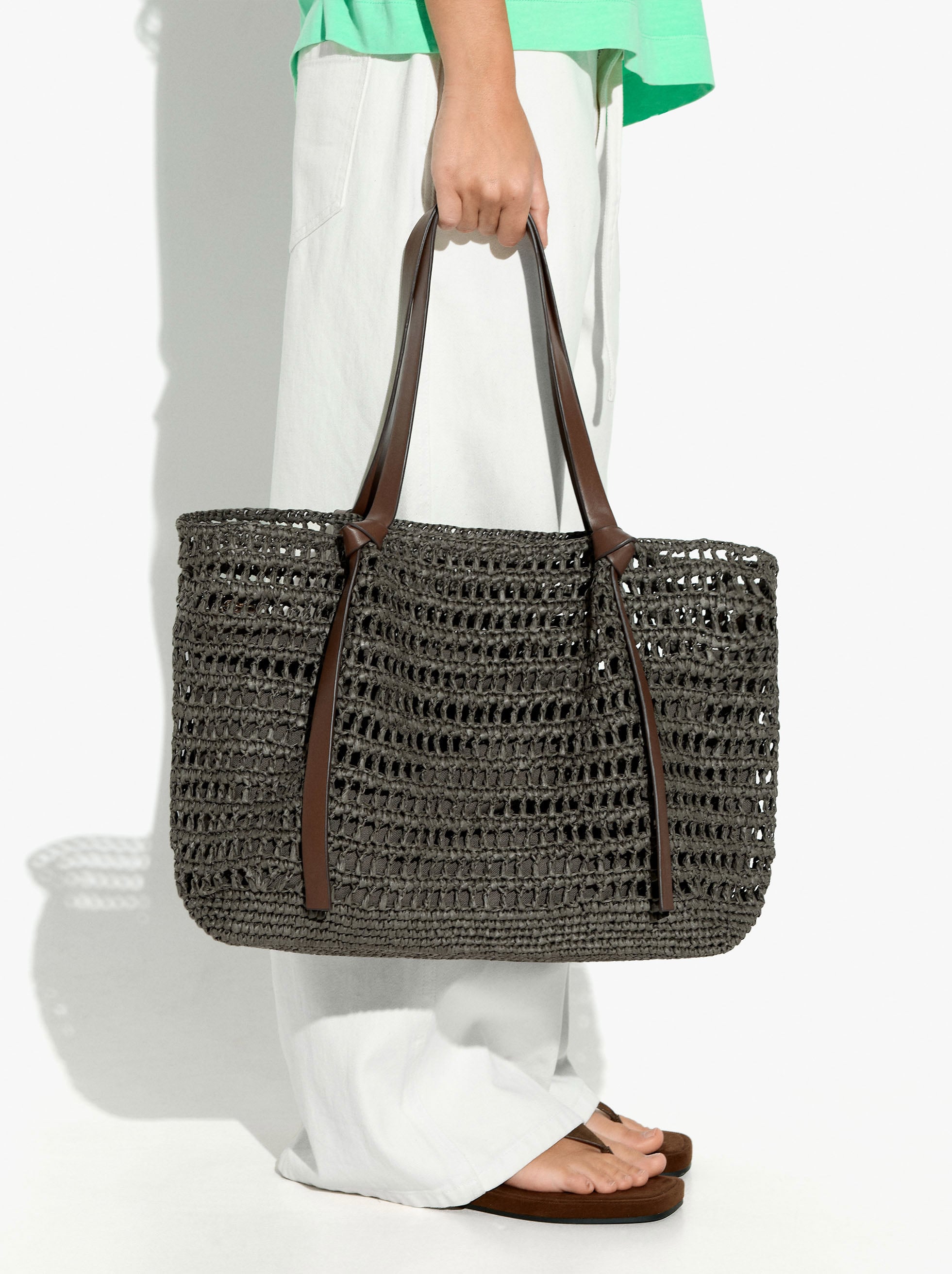 Bolso Shopper Efecto Rafia Con Bolsa Removible