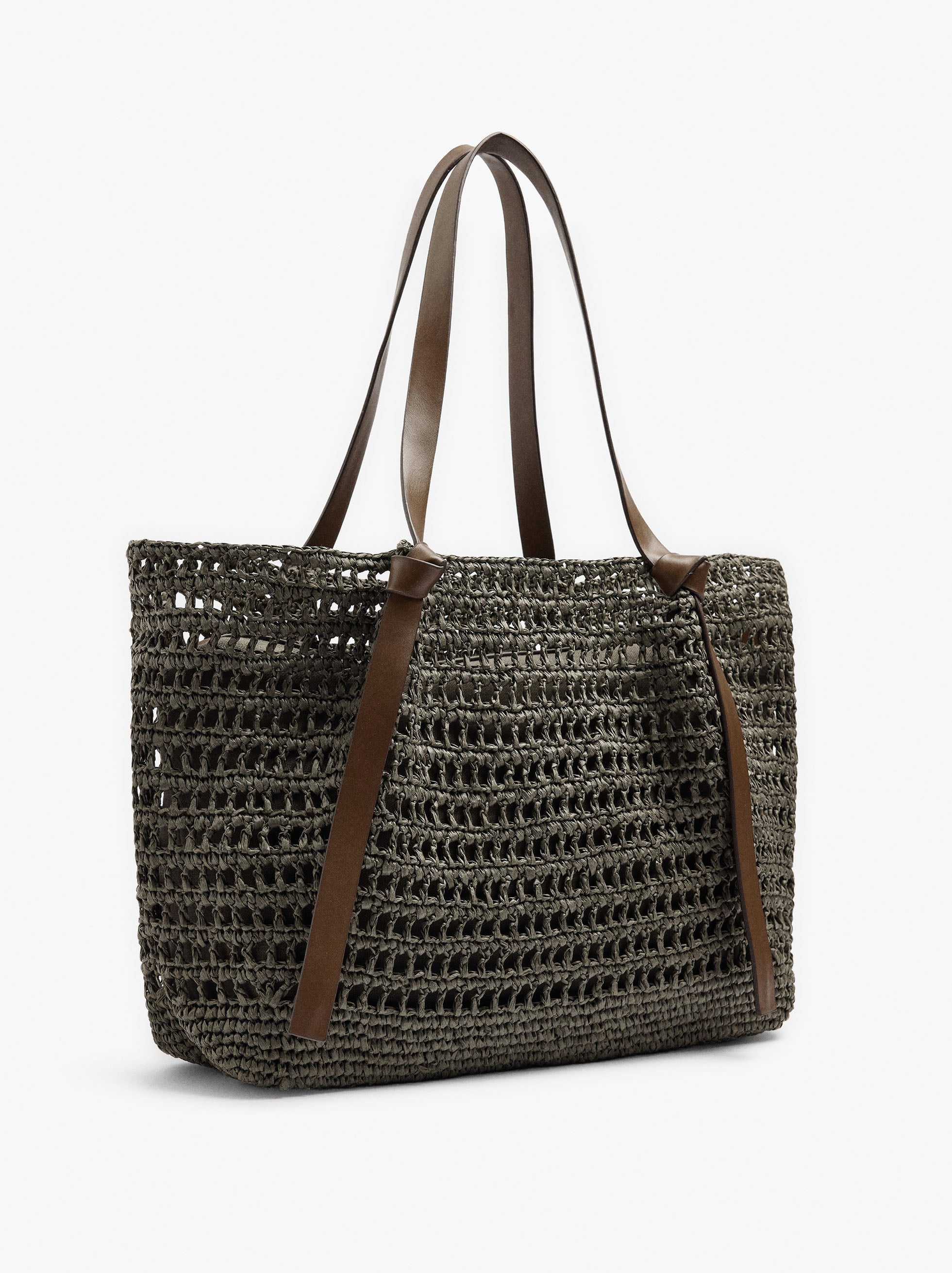 Bolso Shopper Efecto Rafia Con Bolsa Removible
