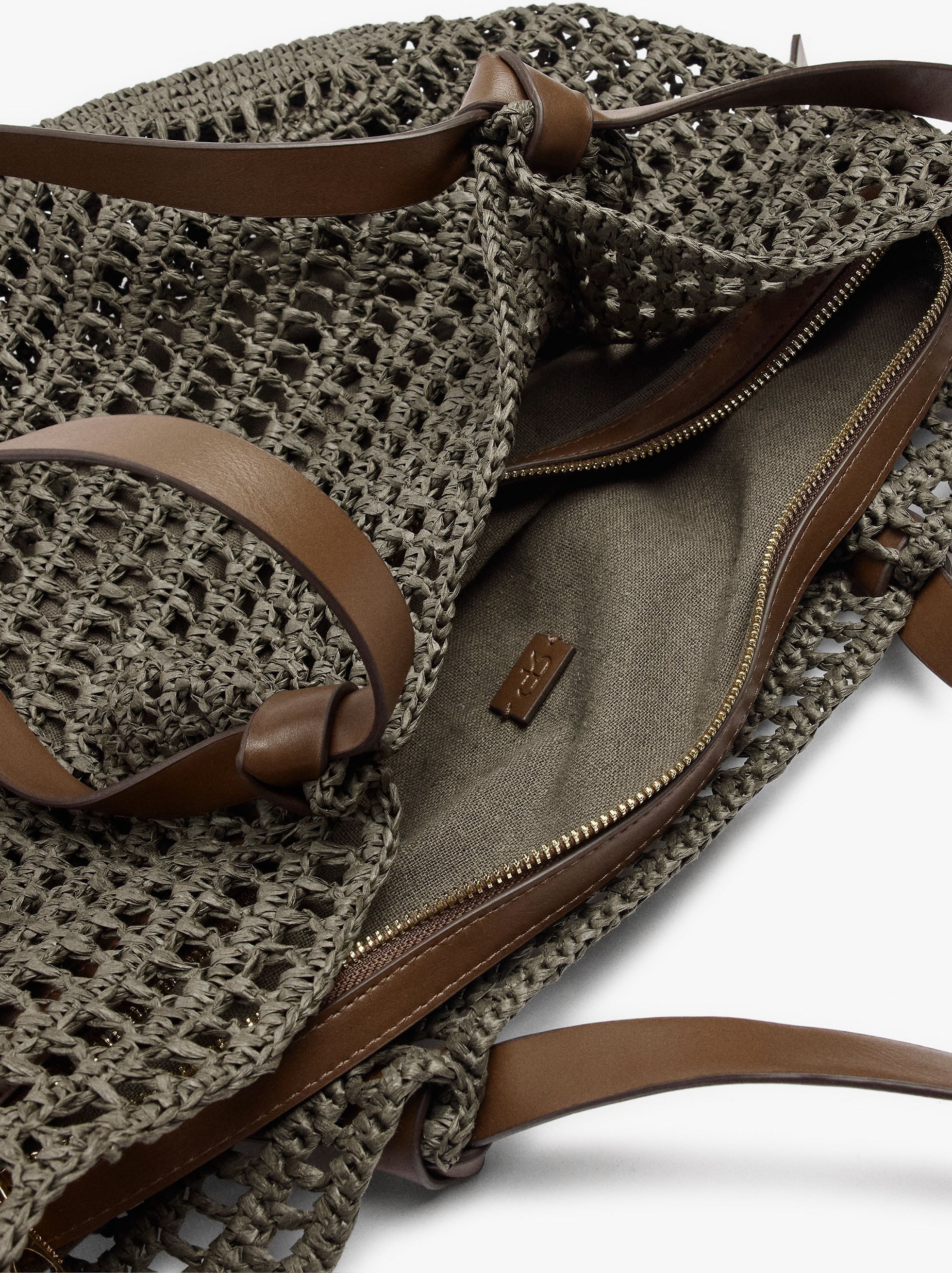 Bolso Shopper Efecto Rafia Con Bolsa Removible