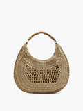 Bolso Hobo Efecto Rafia Con Bambú