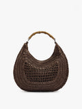 Bolso Hobo Efecto Rafia Con Bambú