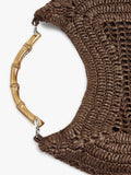 Bolso Hobo Efecto Rafia Con Bambú