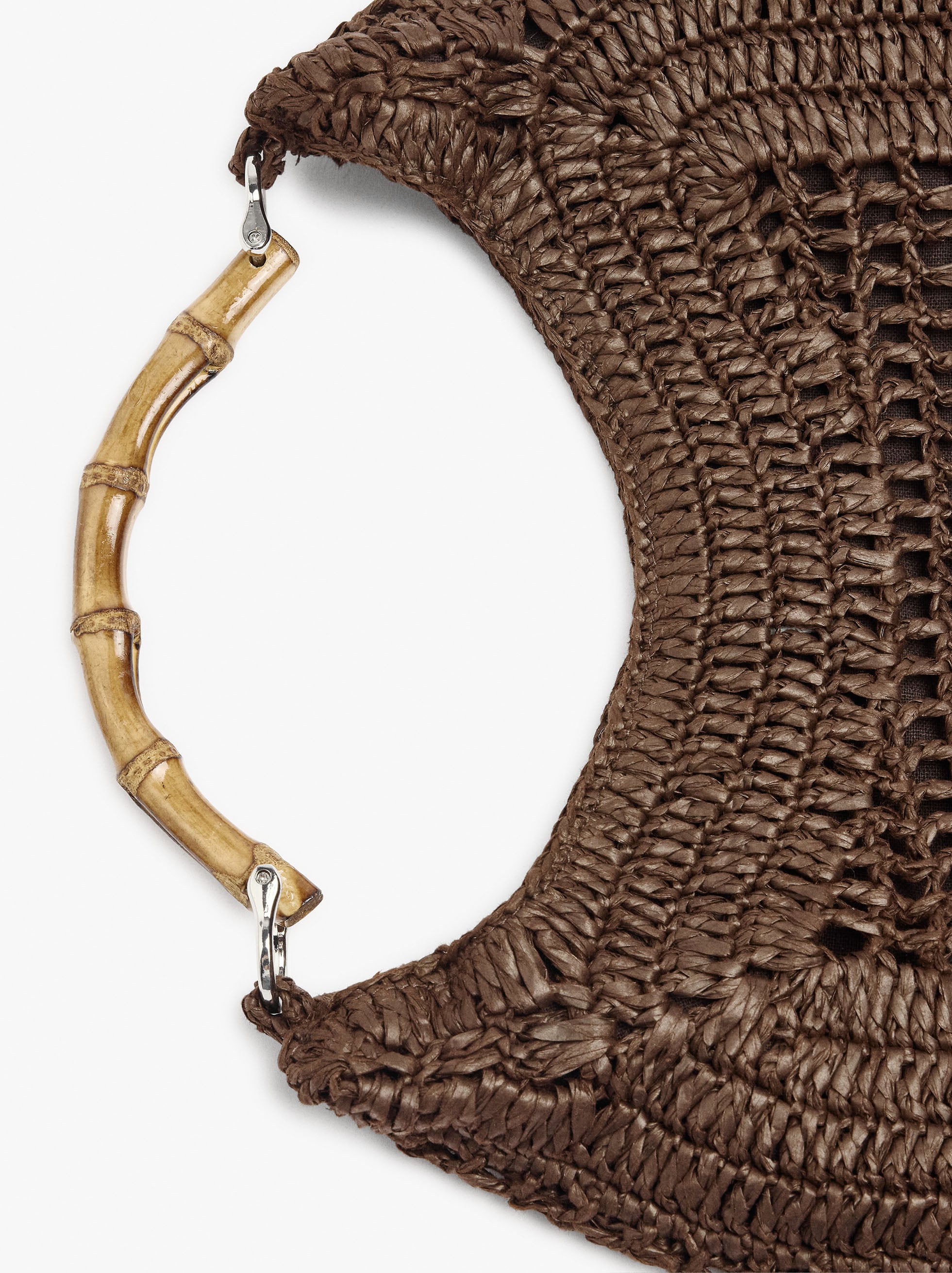 Bolso Hobo Efecto Rafia Con Bambú