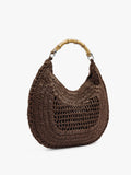 Bolso Hobo Efecto Rafia Con Bambú