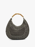 Bolso Hobo Efecto Rafia Con Bambú