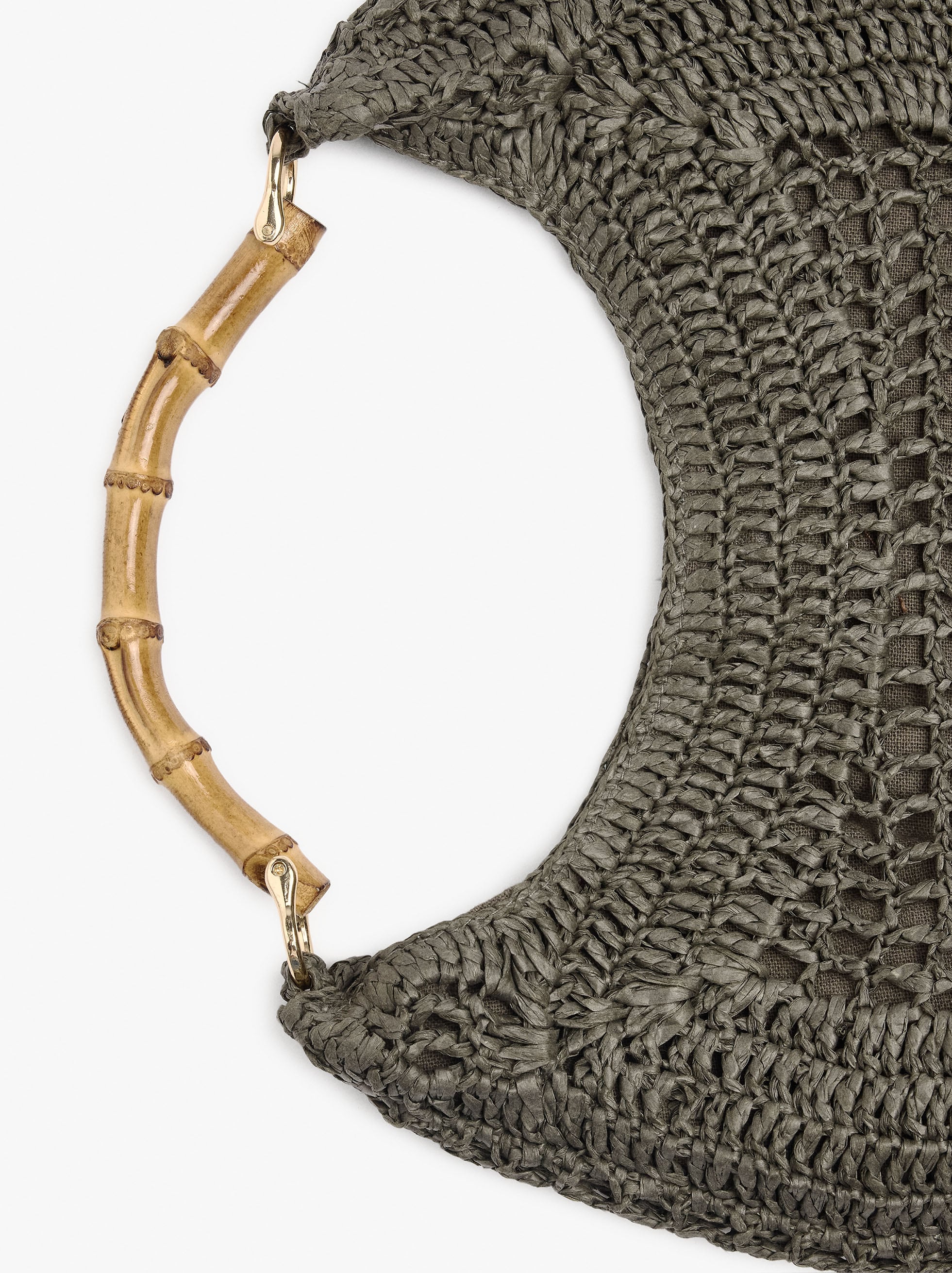 Bolso Hobo Efecto Rafia Con Bambú