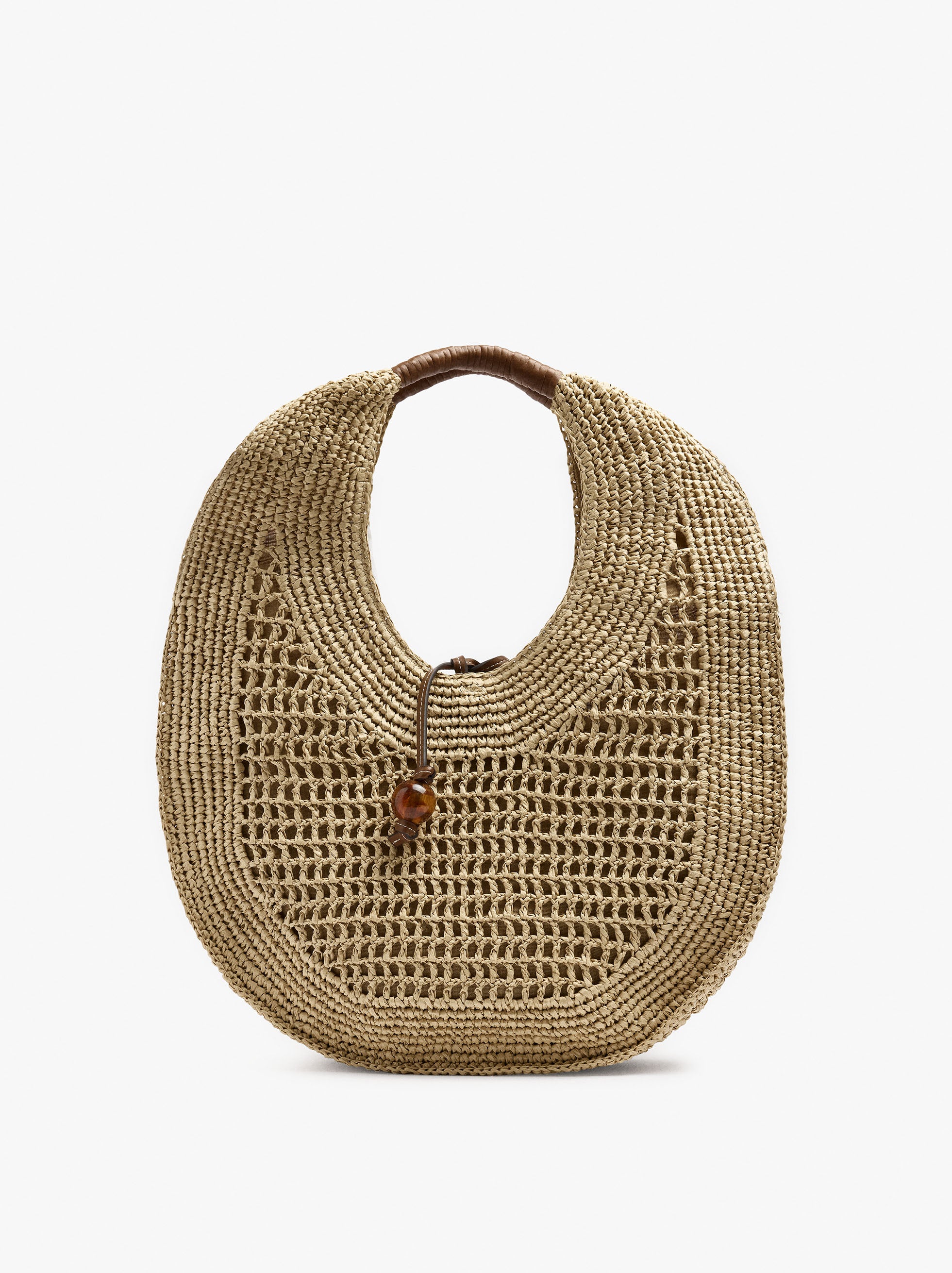 Bolso De Mano Redondeado Efecto Rafia L