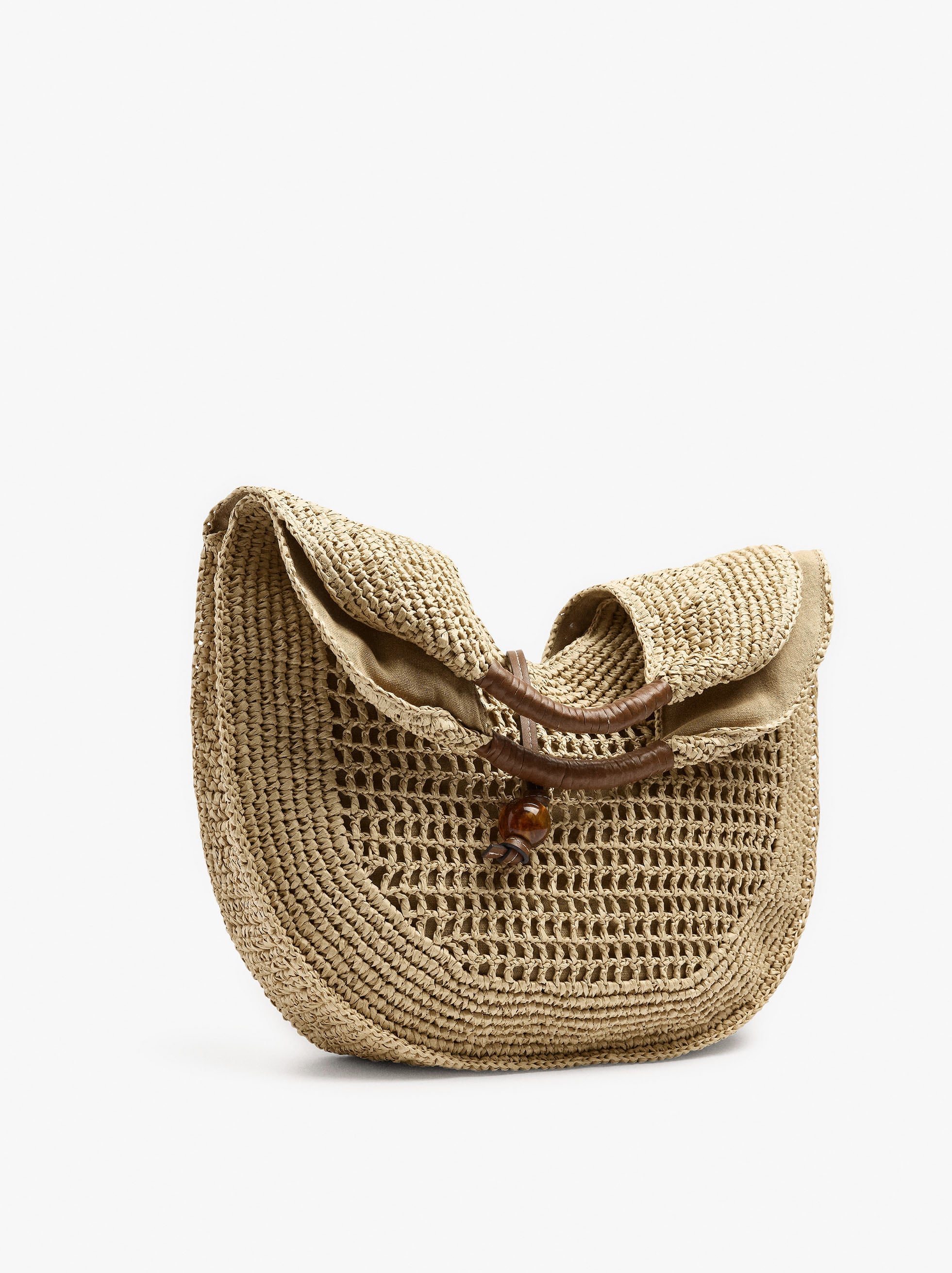 Bolso De Mano Redondeado Efecto Rafia L