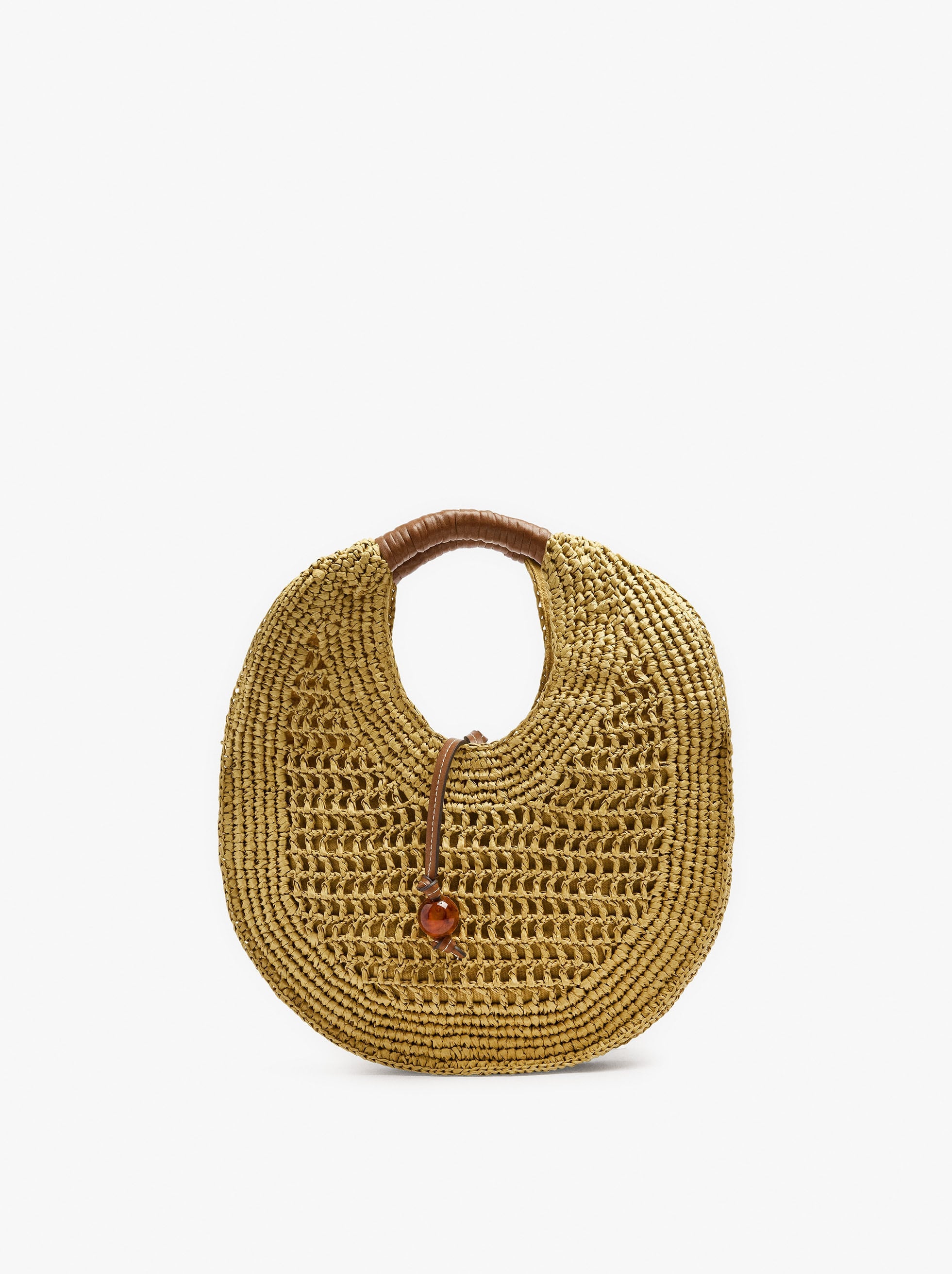 Bolso De Mano Redondeado Efecto Rafia M