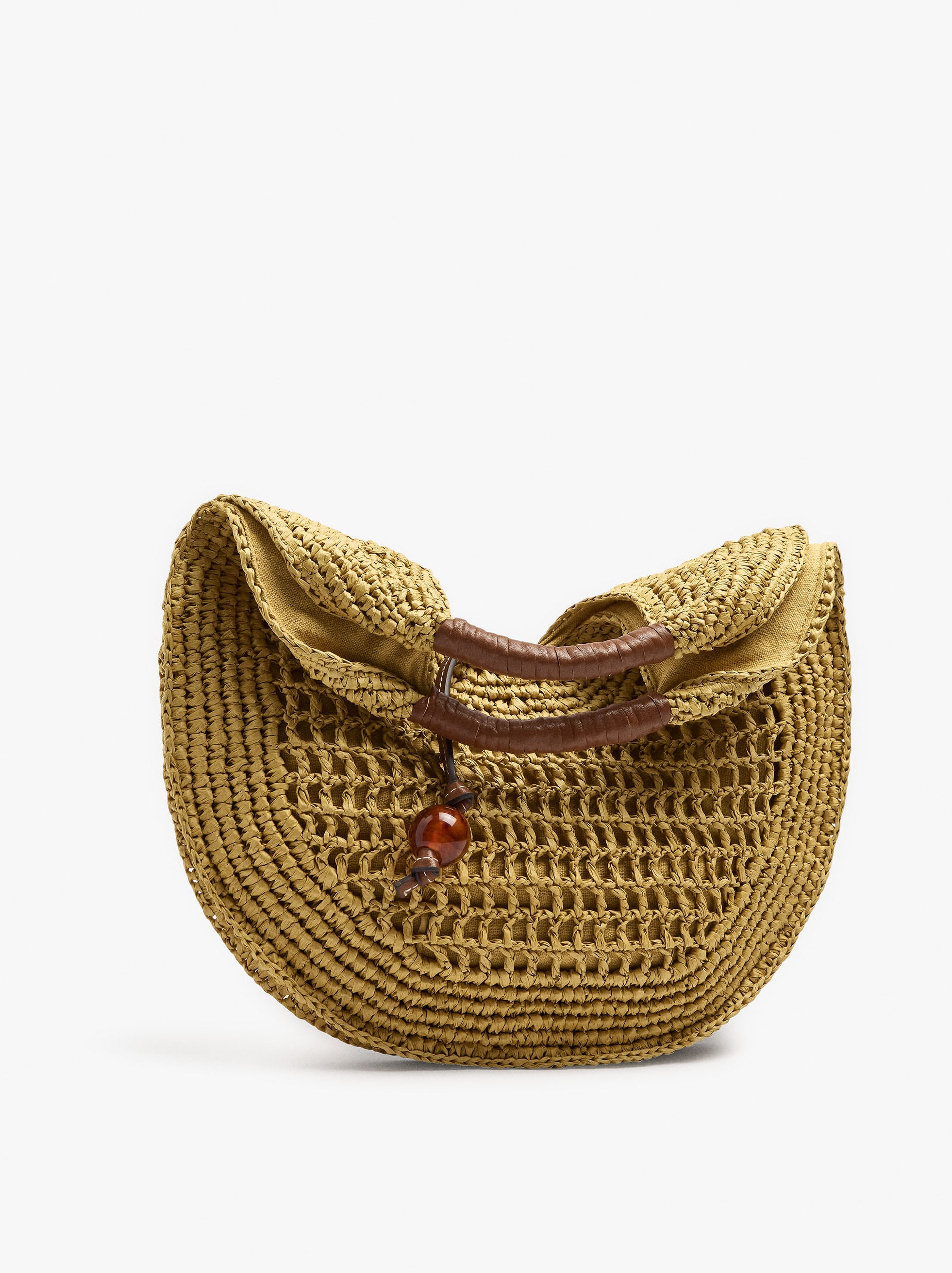 Bolso De Mano Redondeado Efecto Rafia M
