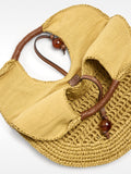 Bolso De Mano Redondeado Efecto Rafia M