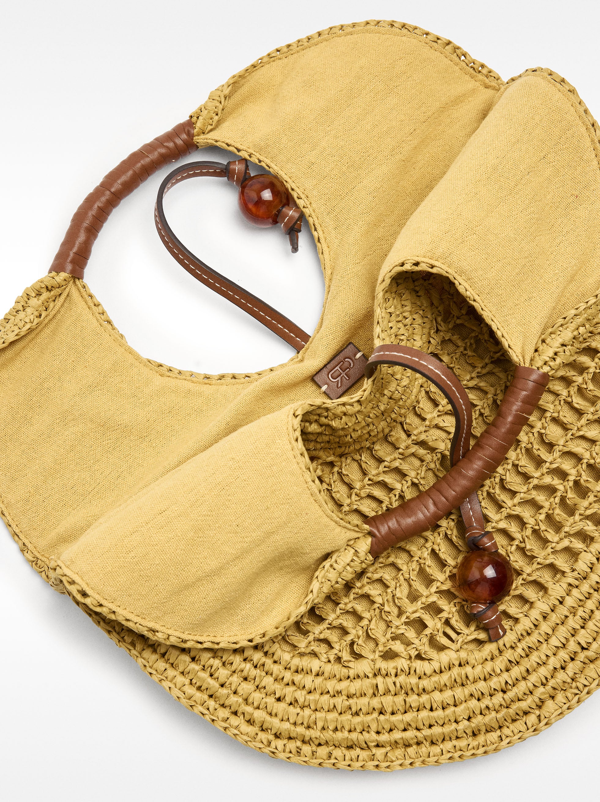 Bolso De Mano Redondeado Efecto Rafia M