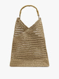 Bolso De Mano Efecto Rafia Con Bambú