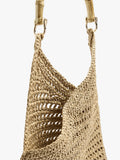 Bolso De Mano Efecto Rafia Con Bambú