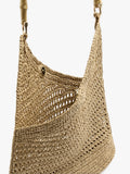 Bolso De Mano Efecto Rafia Con Bambú
