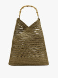 Bolso De Mano Efecto Rafia Con Bambú