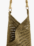 Bolso De Mano Efecto Rafia Con Bambú