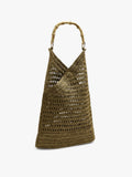 Bolso De Mano Efecto Rafia Con Bambú