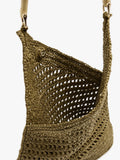 Bolso De Mano Efecto Rafia Con Bambú
