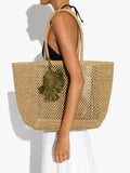 Bolso Shopper Efecto Rafia Con Colgante