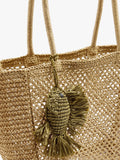 Bolso Shopper Efecto Rafia Con Colgante