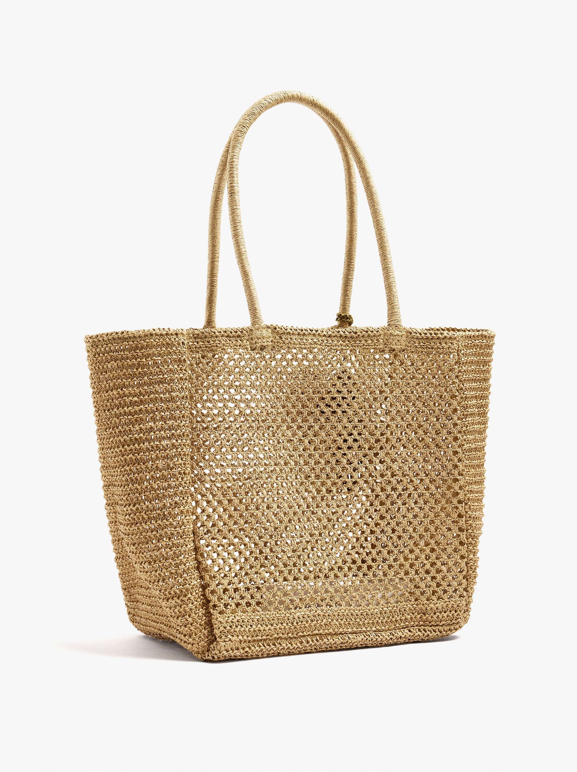 Bolso Shopper Efecto Rafia Con Colgante