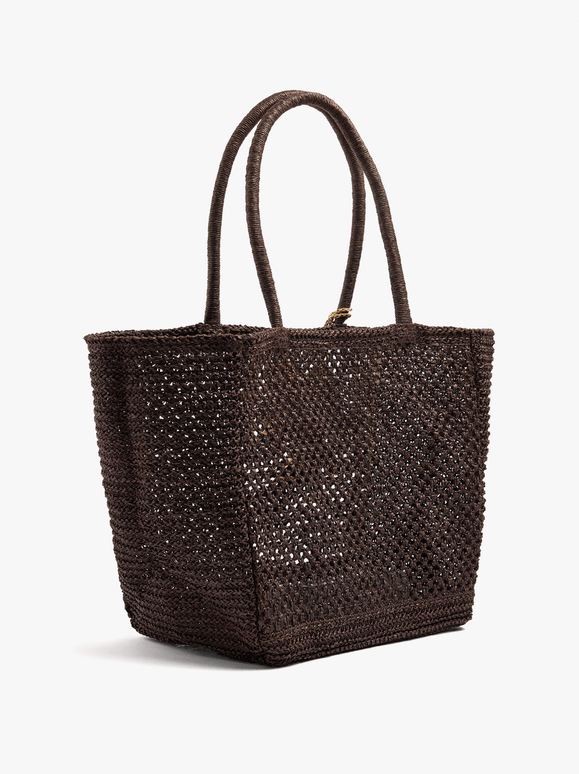Bolso Shopper Efecto Rafia Con Colgante