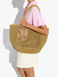 Bolso Shopper Efecto Rafia Con Colgante