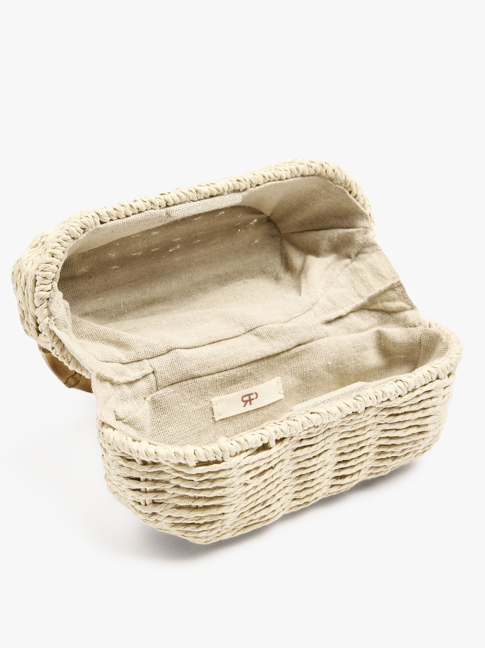 Bolso De Mano Ovalado Efecto Rafia