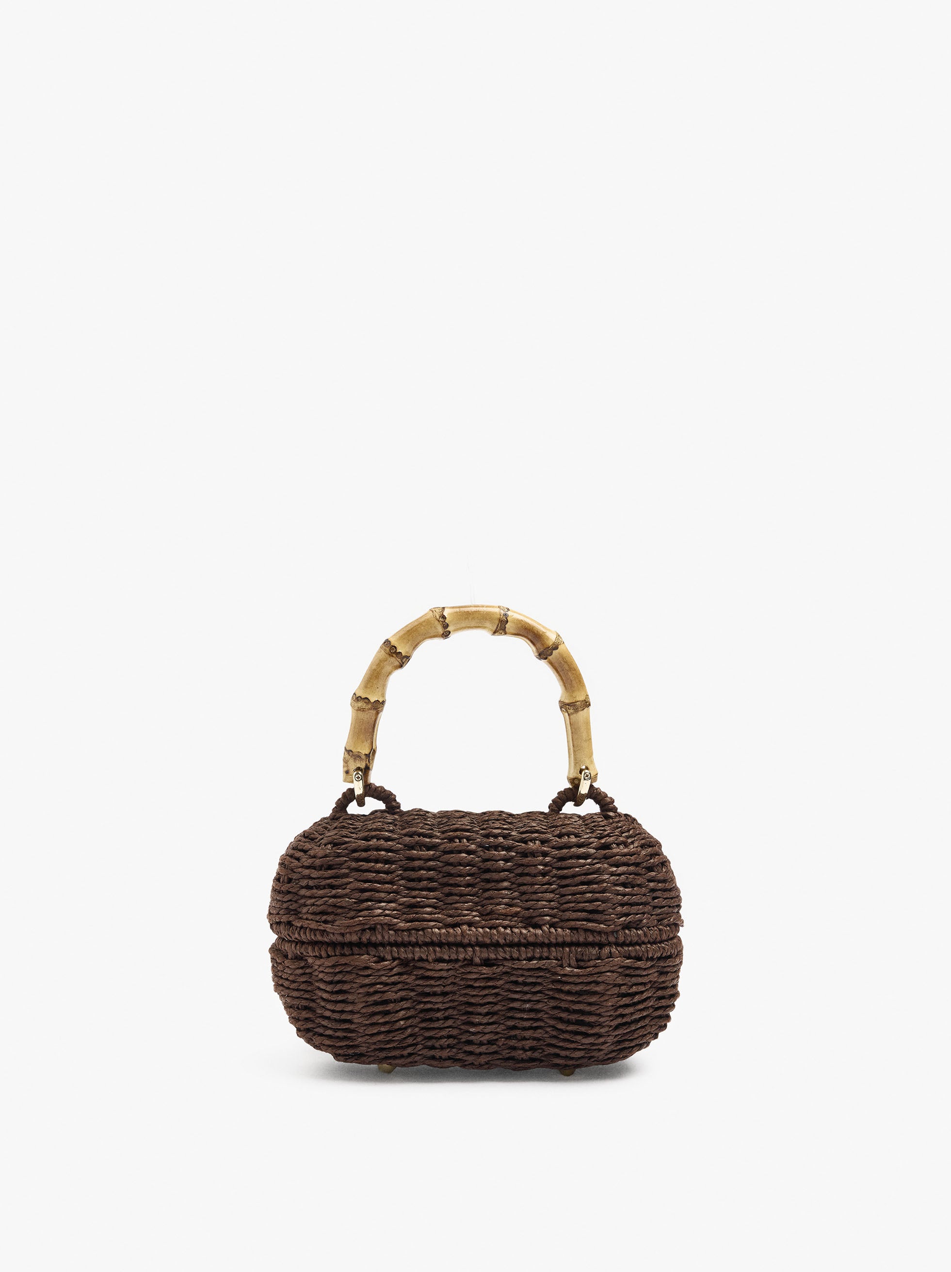 Bolso De Mano Ovalado Efecto Rafia