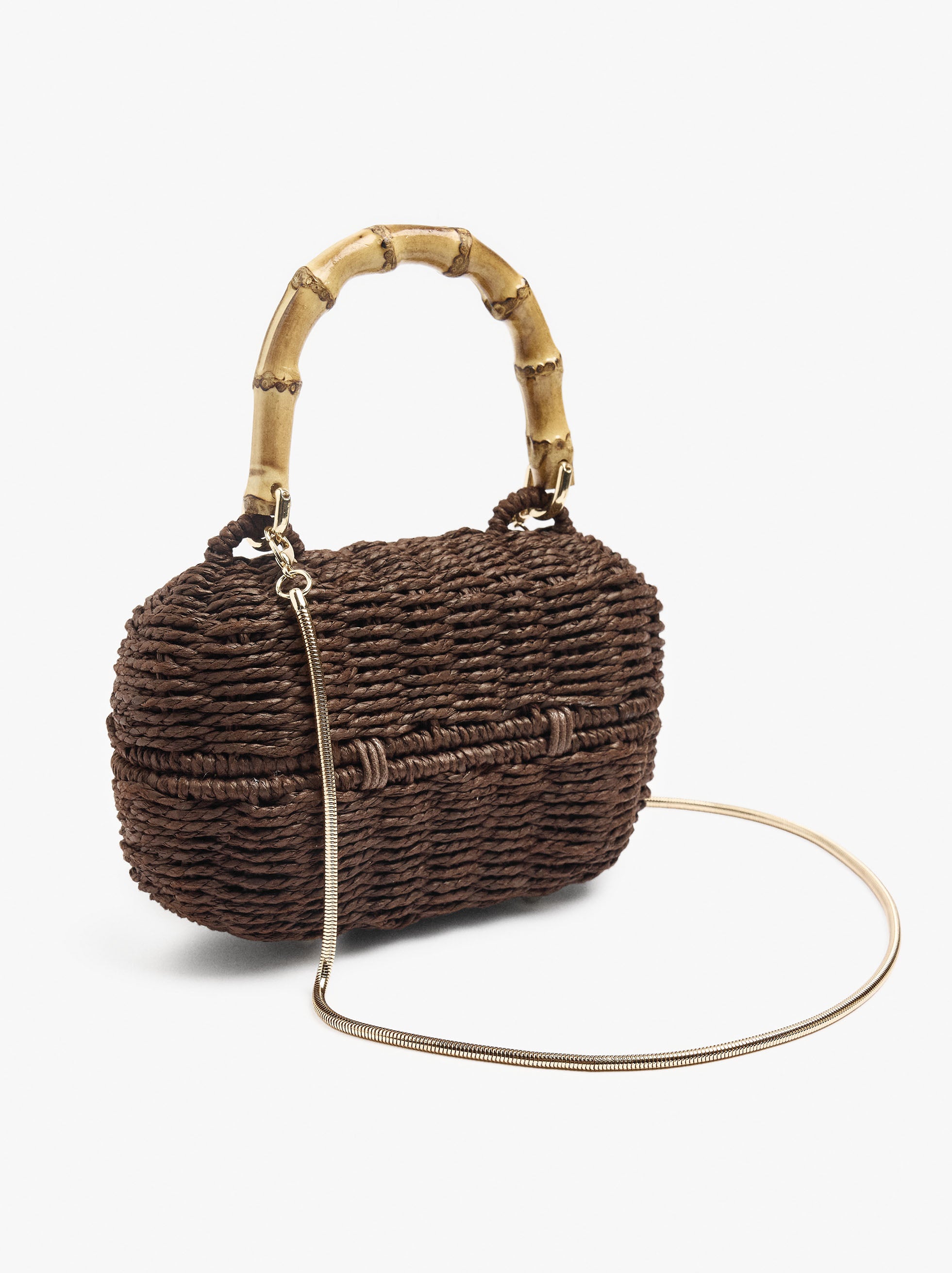 Bolso De Mano Ovalado Efecto Rafia