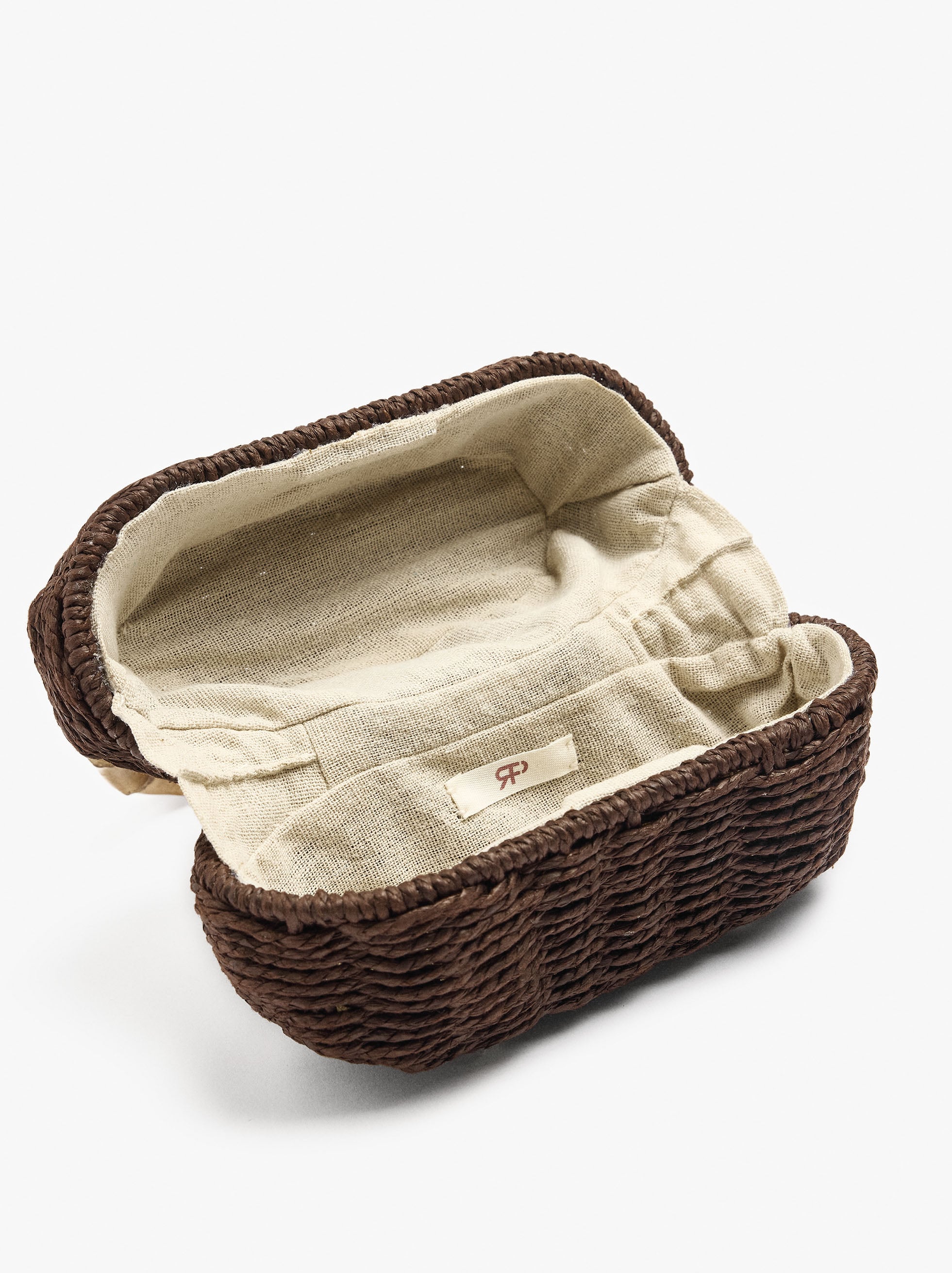 Bolso De Mano Ovalado Efecto Rafia