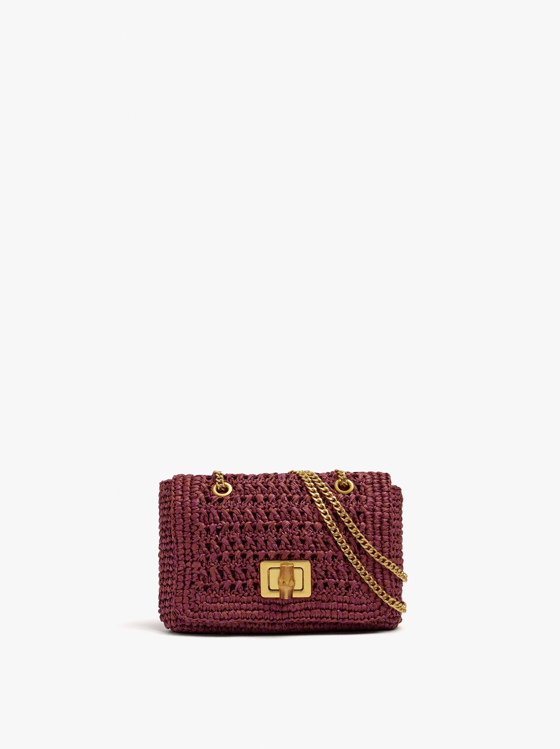 Bolso De Fiesta Efecto Rafia Con Solapa