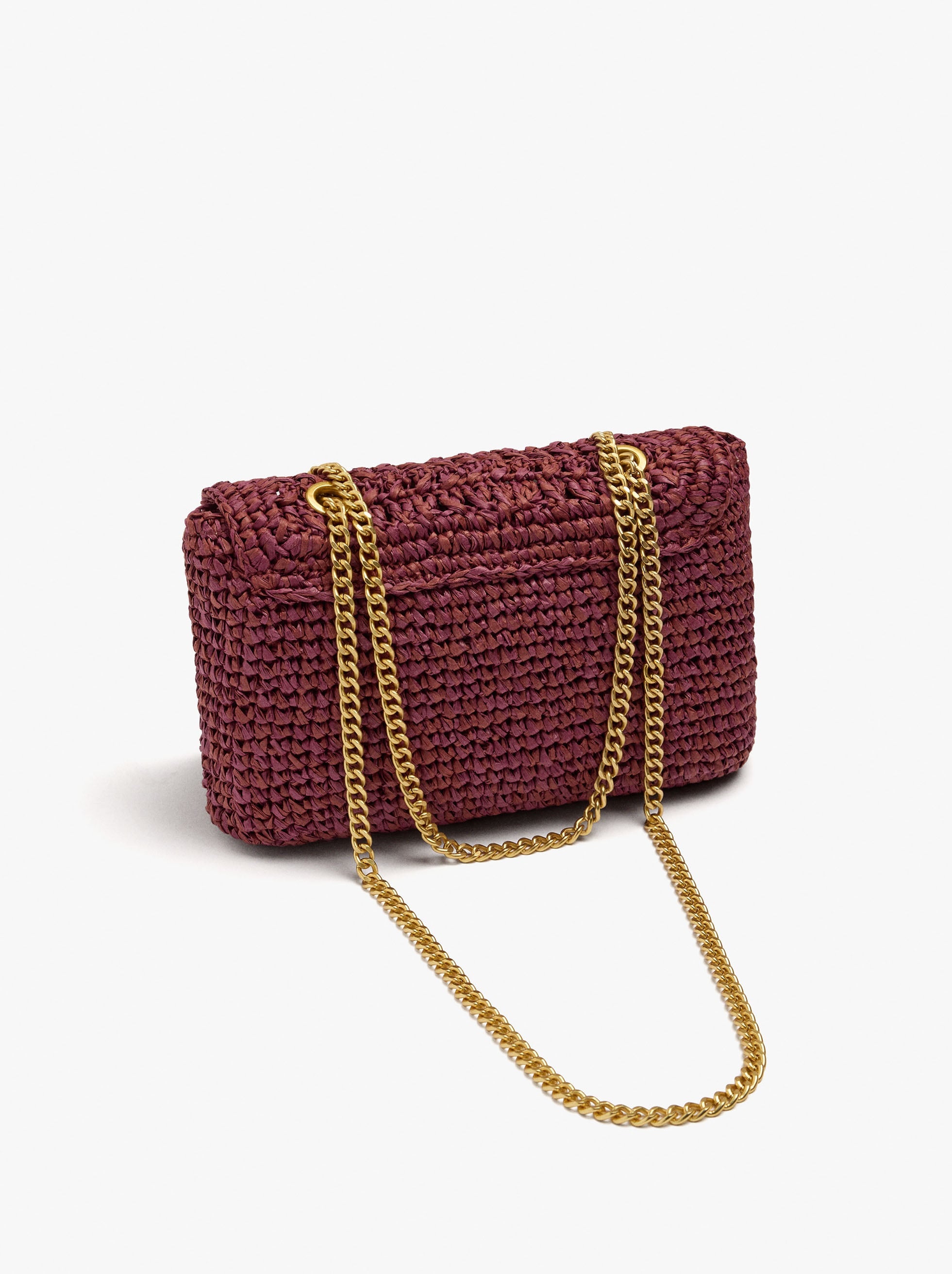 Bolso De Fiesta Efecto Rafia Con Solapa
