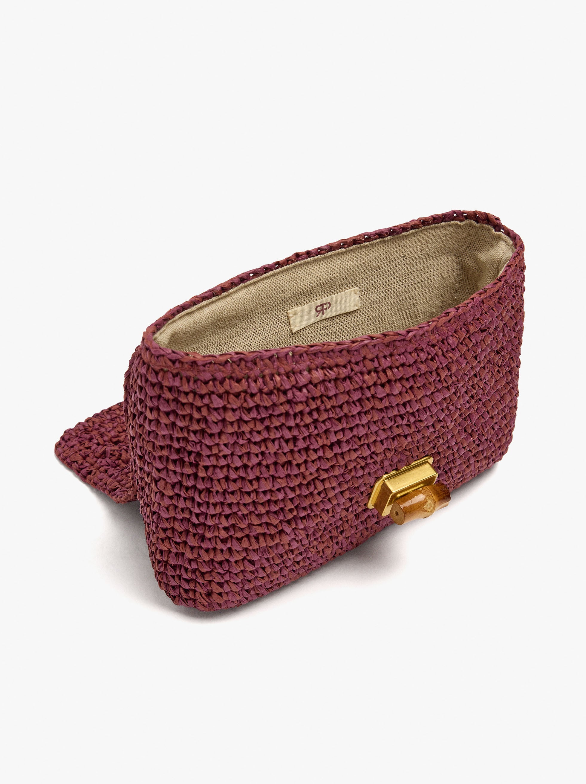 Bolso De Fiesta Efecto Rafia Con Solapa