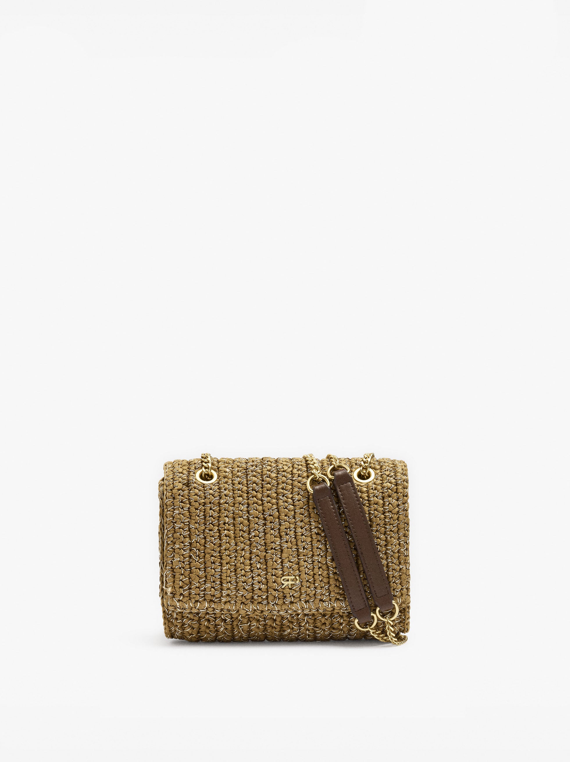 Bolso De Hombro Efecto Rafia Con Solapa