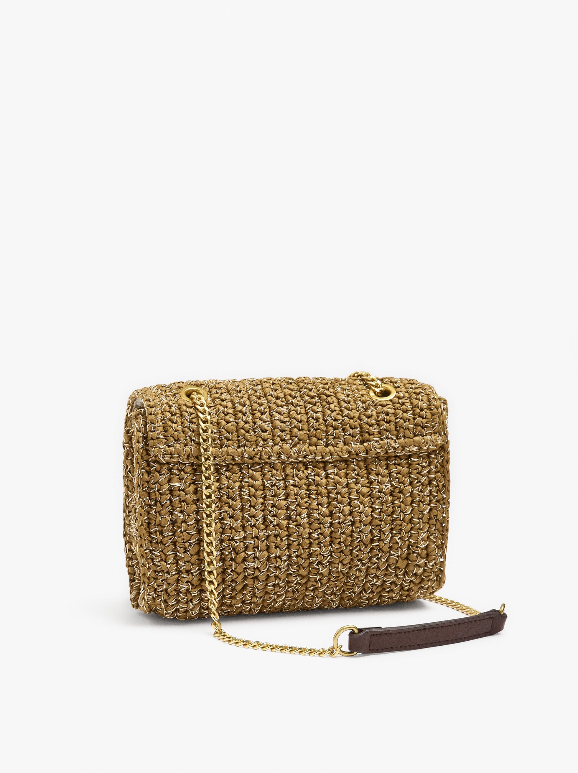 Bolso De Hombro Efecto Rafia Con Solapa