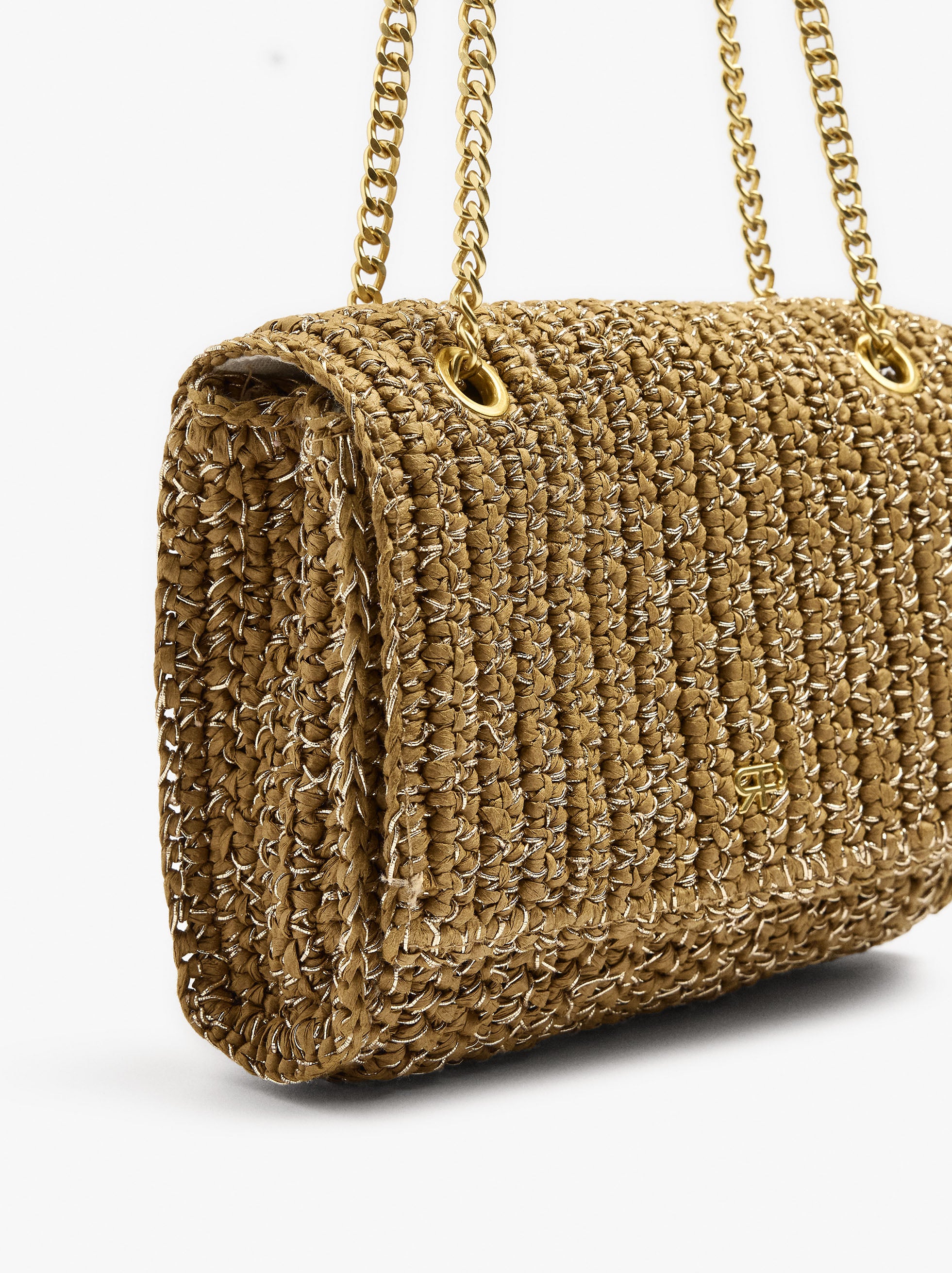 Bolso De Hombro Efecto Rafia Con Solapa
