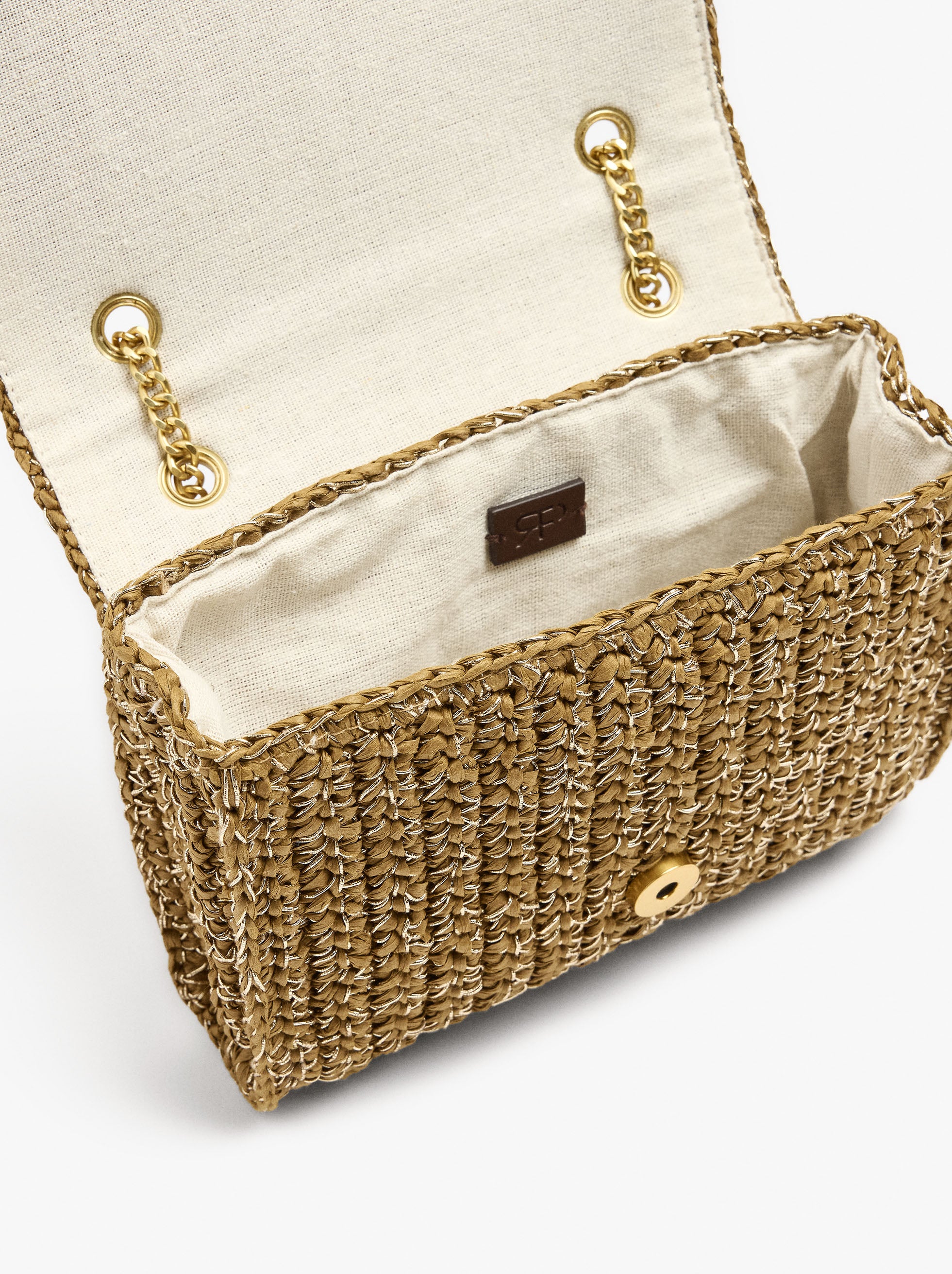 Bolso De Hombro Efecto Rafia Con Solapa