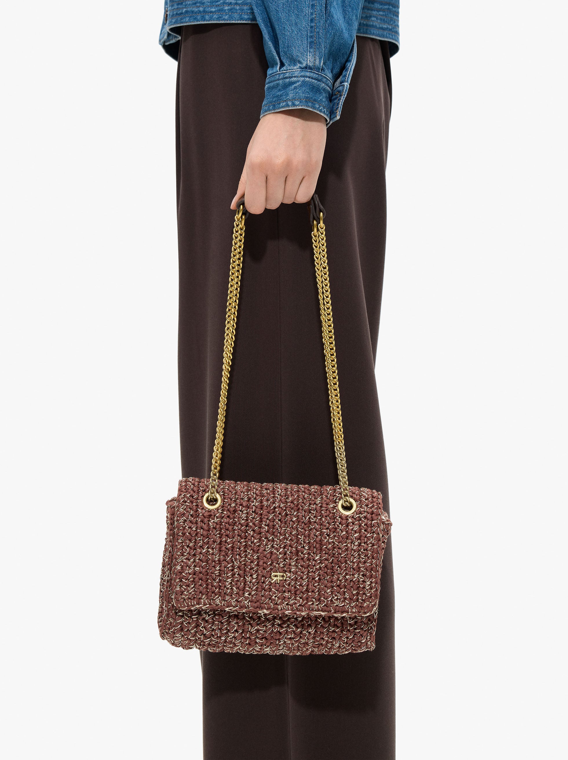 Bolso De Hombro Efecto Rafia Con Solapa