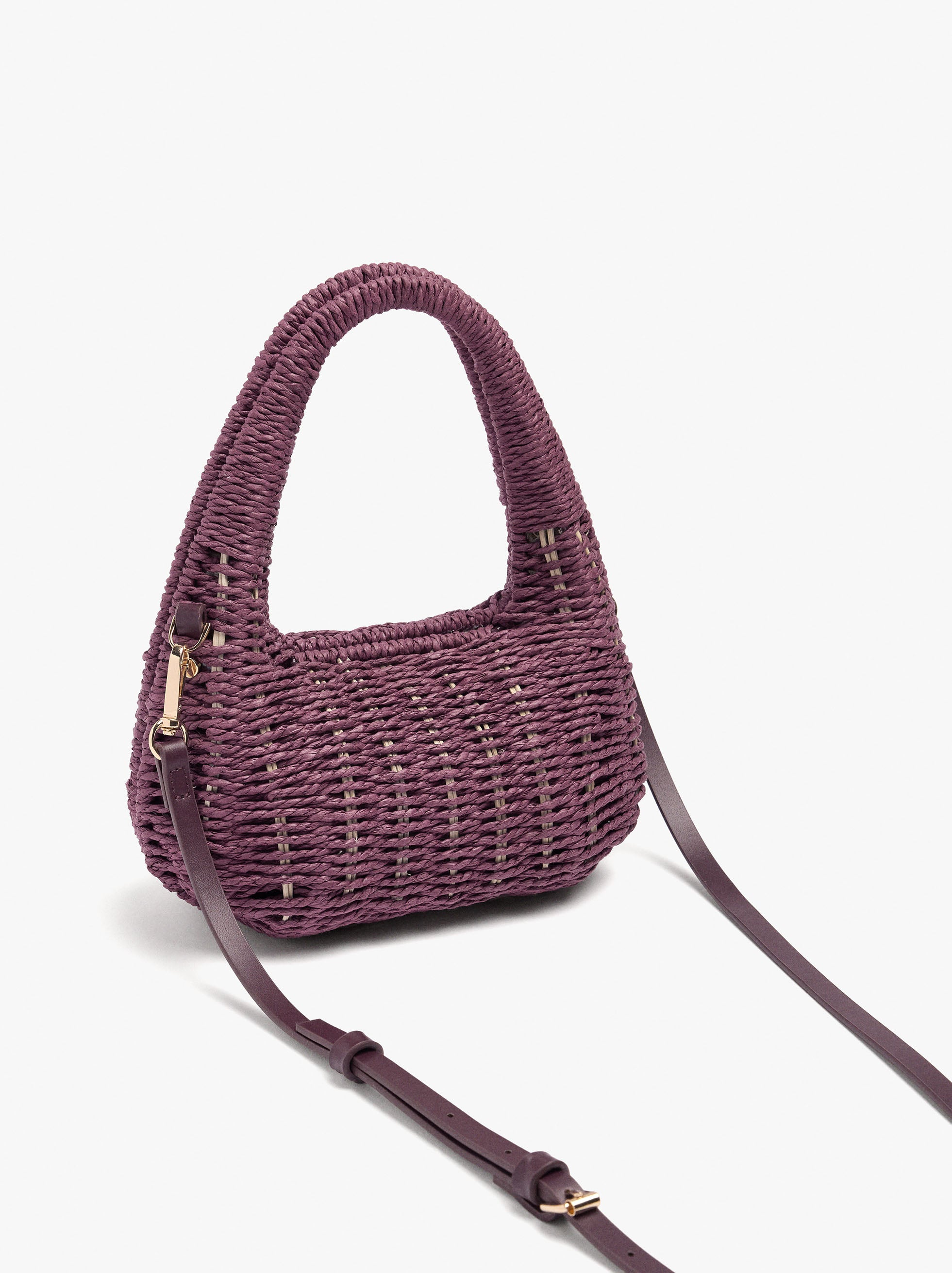 Bolso De Mano Rígido Con Efecto Rafia