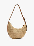 Bolso De Hombro Media Luna Efecto Rafia