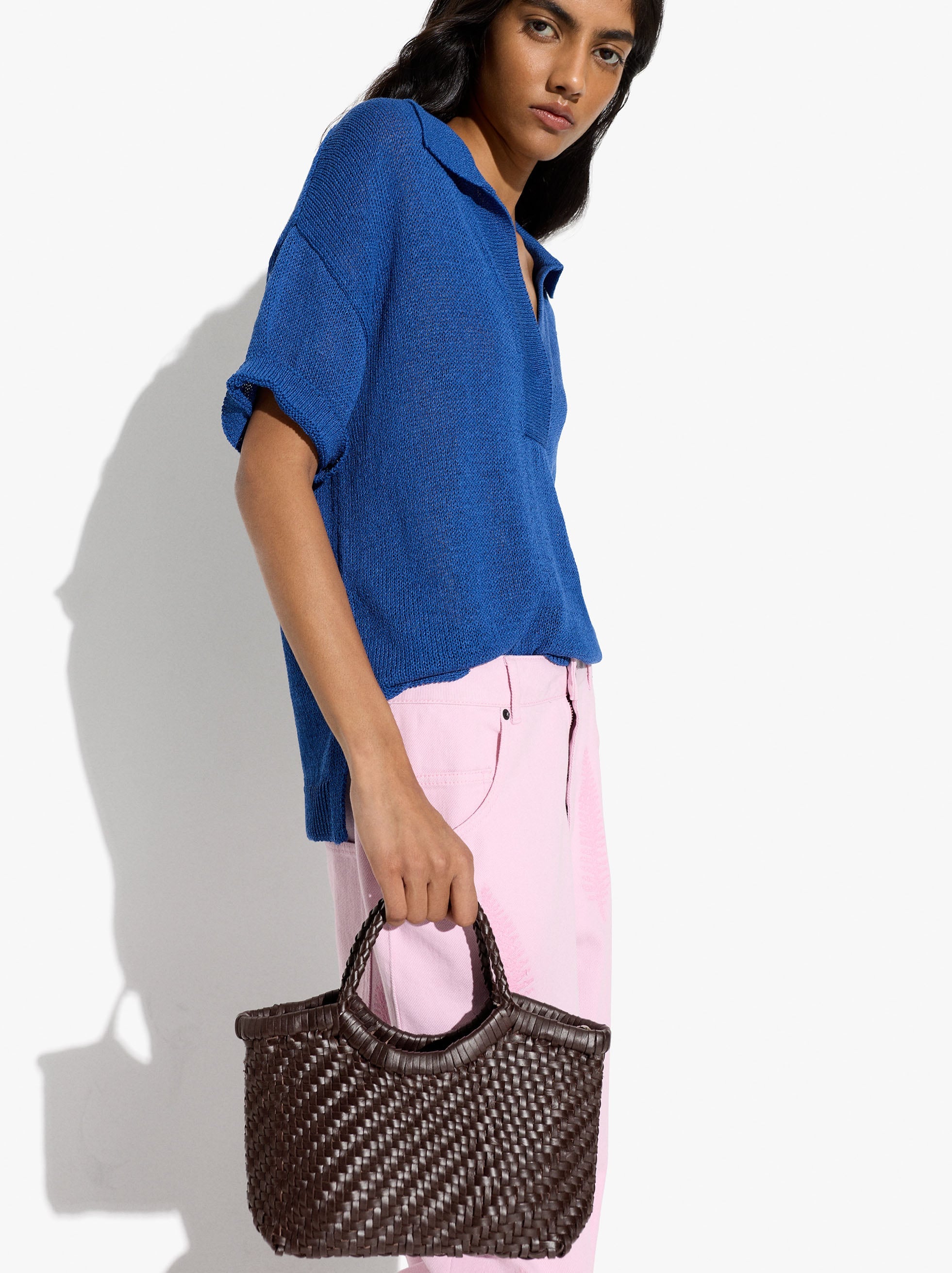 Bolso Tote De Piel Trenzada