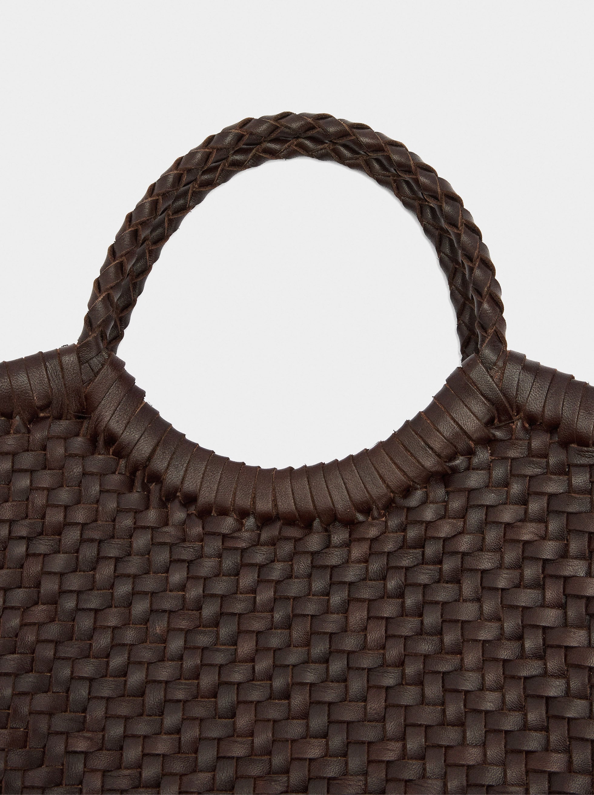 Bolso Tote De Piel Trenzada