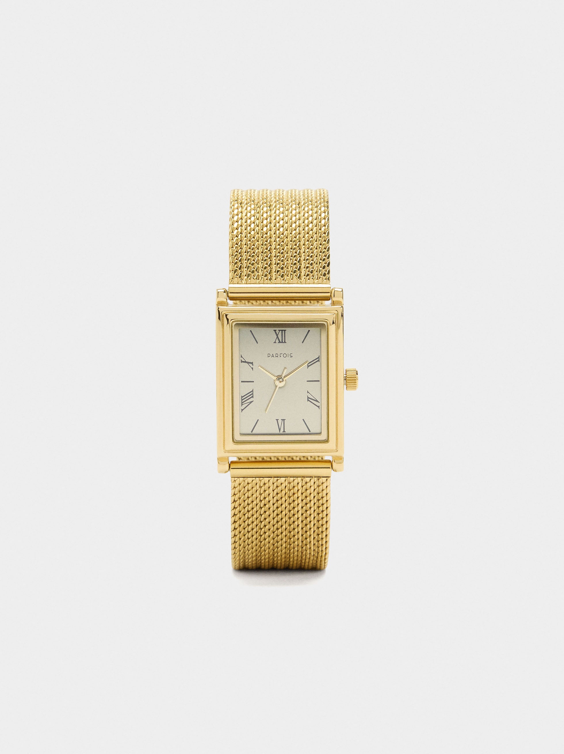 Reloj Cuadrado Malla Metálica De Acero