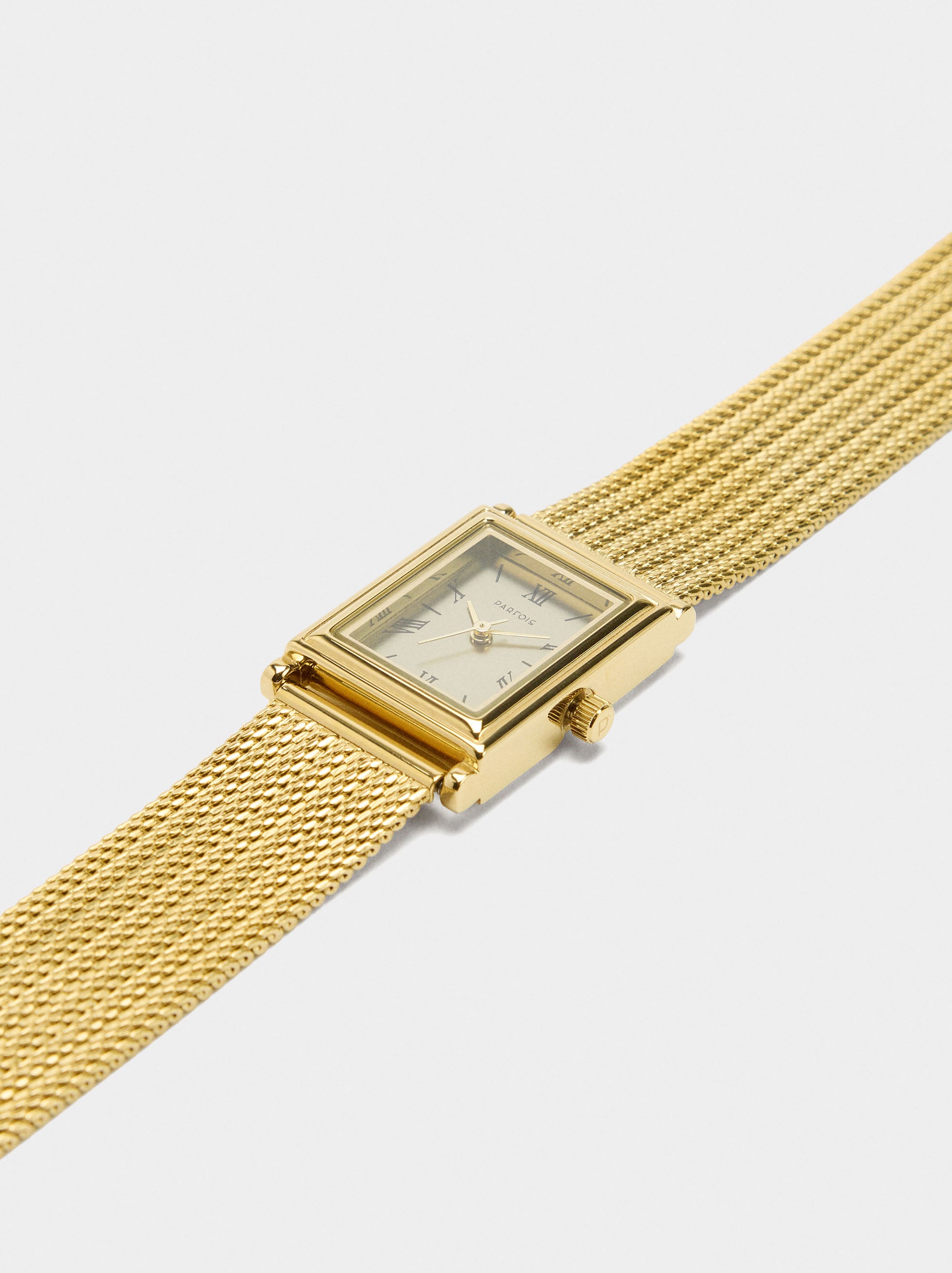 Reloj Cuadrado Malla Metálica De Acero
