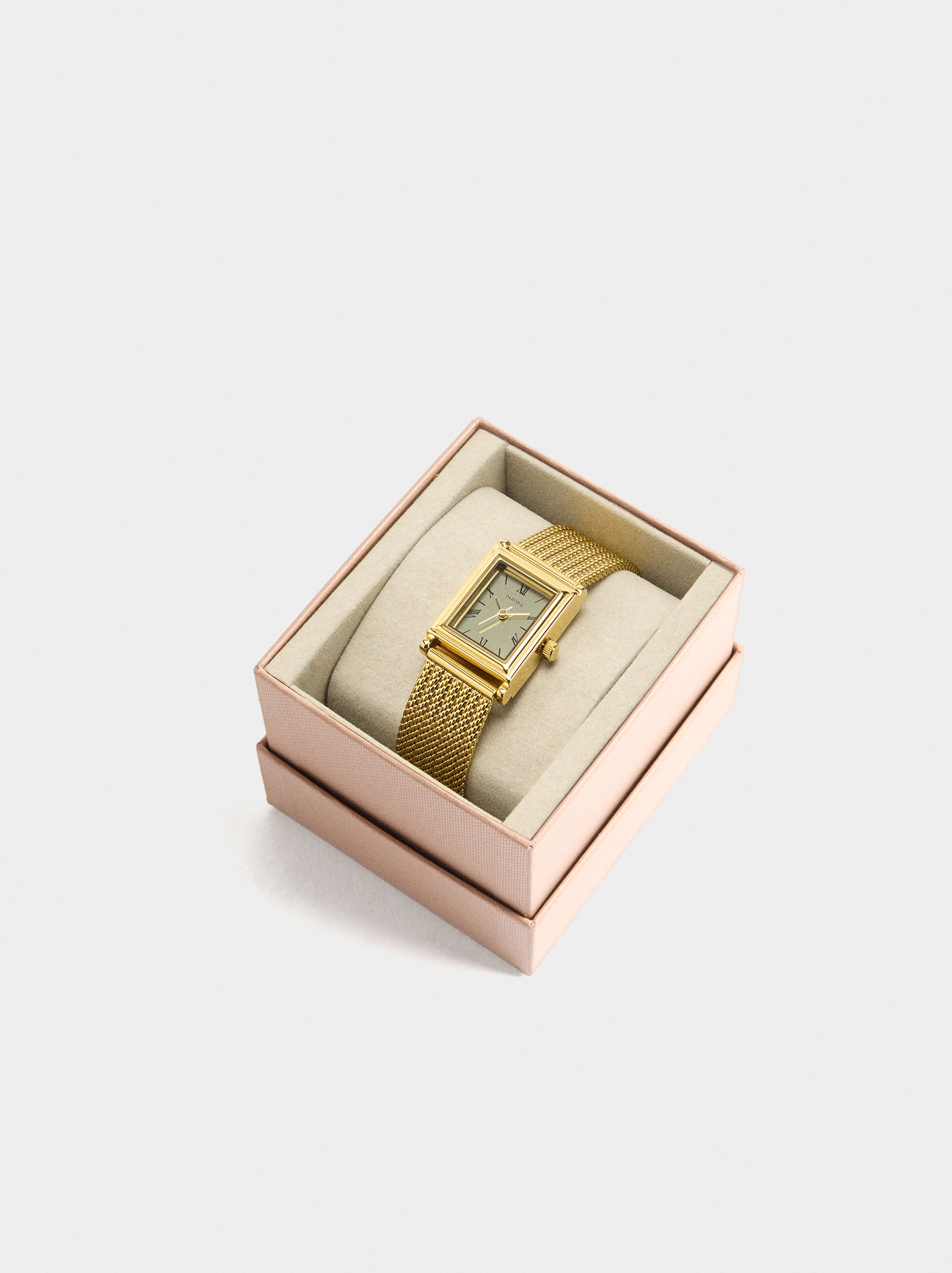 Reloj Cuadrado Malla Metálica De Acero