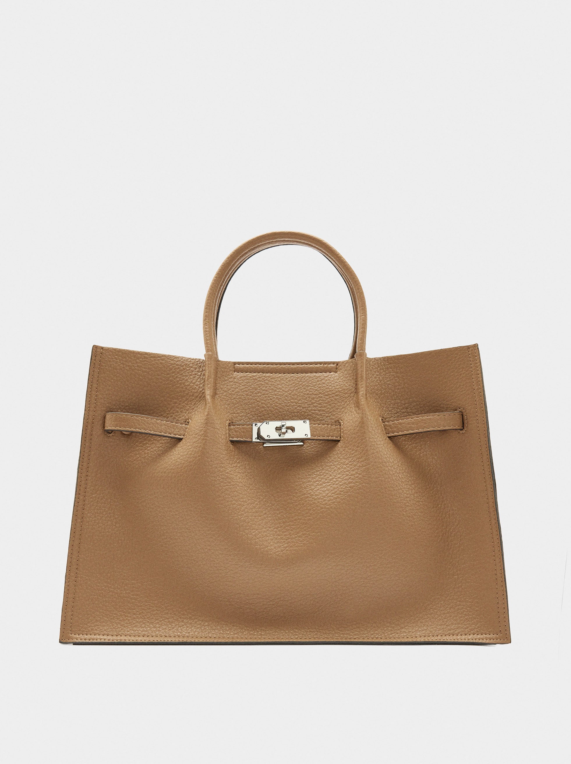 Bolso Tote Con Textura Y Cinturón