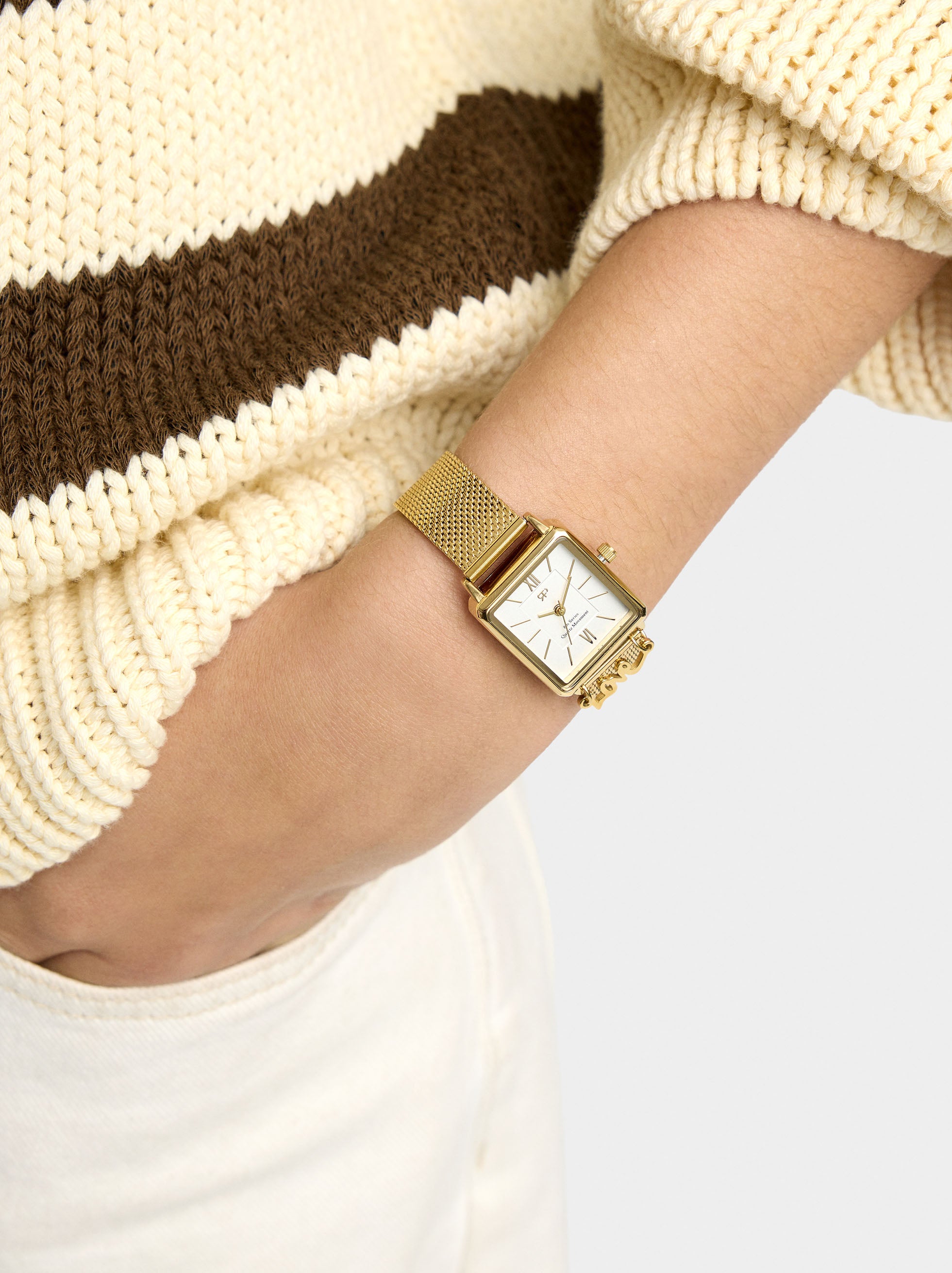 Reloj Cuadrado Malla Metálica De Acero