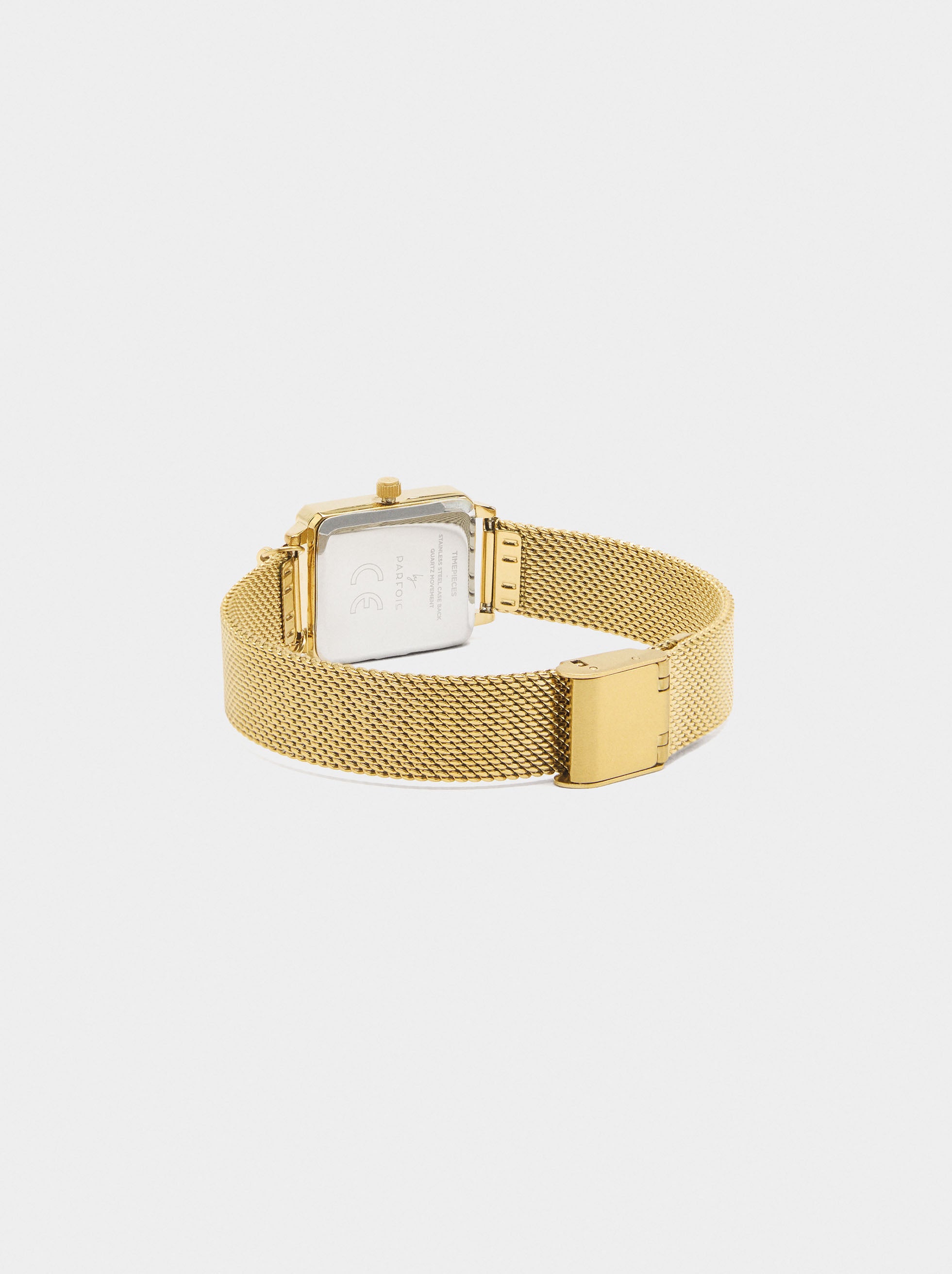 Reloj Cuadrado Malla Metálica De Acero
